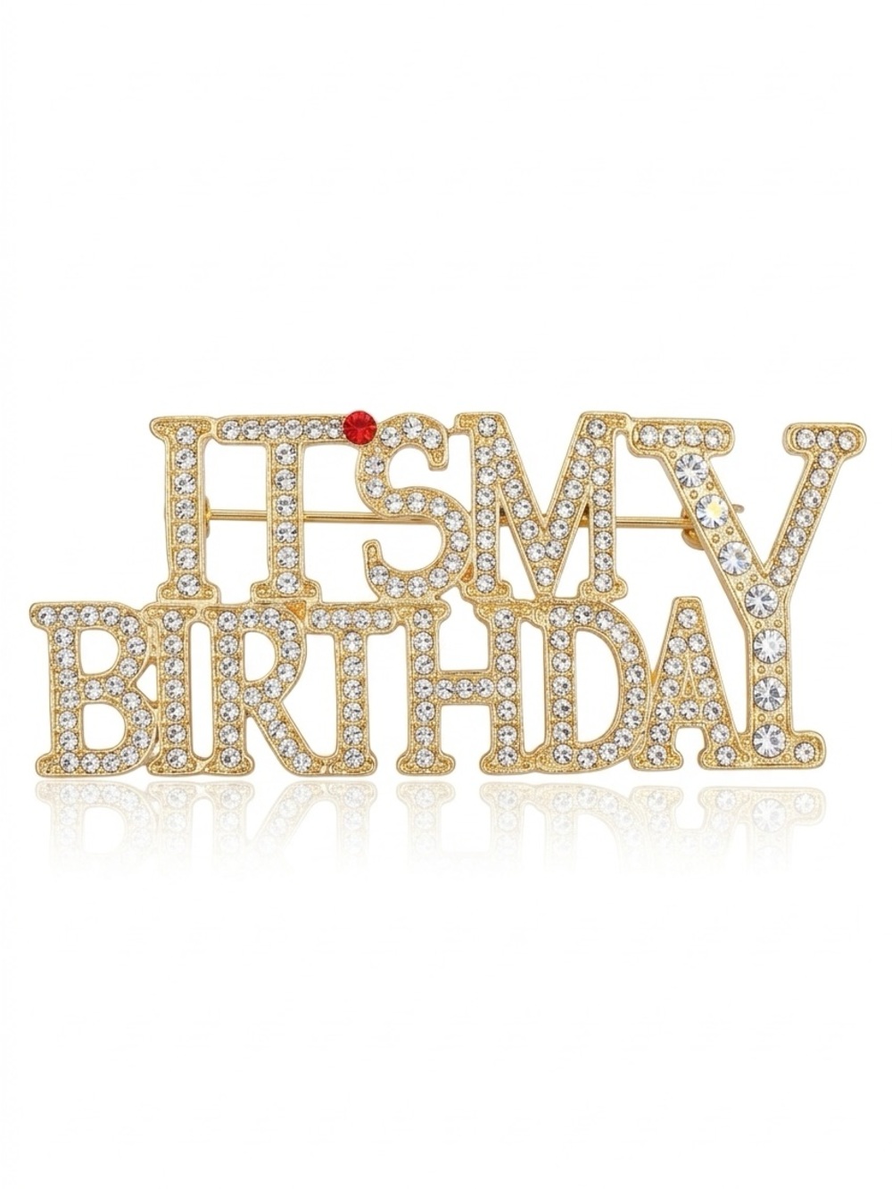 Gold Crystal "It's My Birthday" Pin Brooch - Celebrate in Style